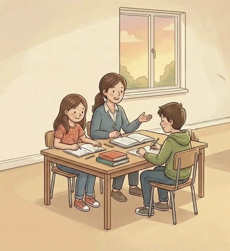 Students doing homework in after school care Chennai